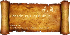 Adriányi Miklós névjegykártya