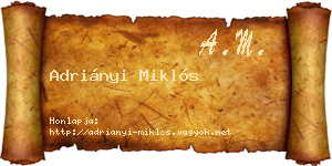 Adriányi Miklós névjegykártya