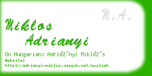miklos adrianyi business card
